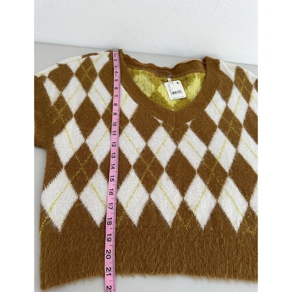 Free People Vest Sweater Women Size S Checkered Preppy top - Picture 11 of 15